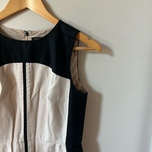 Ann Taylor Color Blocked Tan and Black Sheath Dress